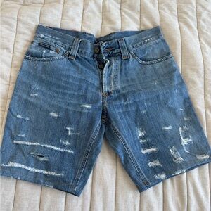 Men's Blue Distressed Denim Shorts by Dolce&Gabbana